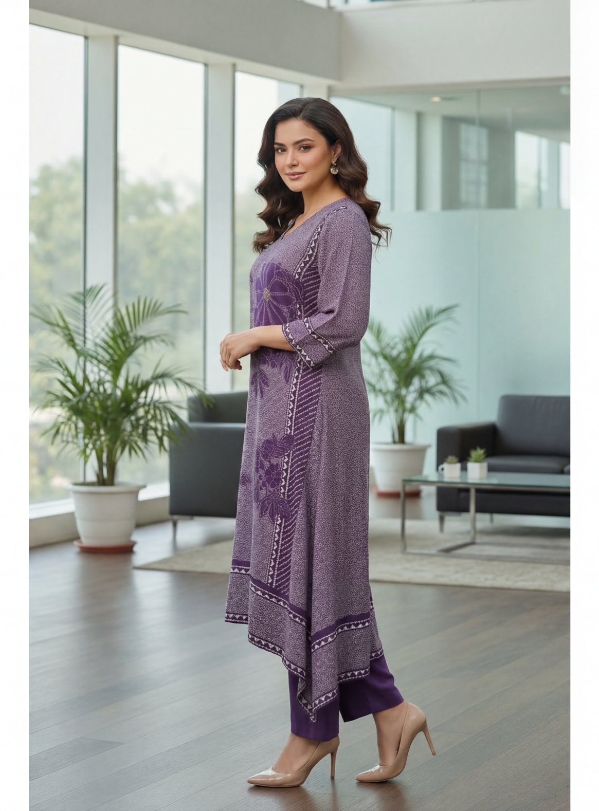 Rani & Purple Petal Elegance Kurta Set