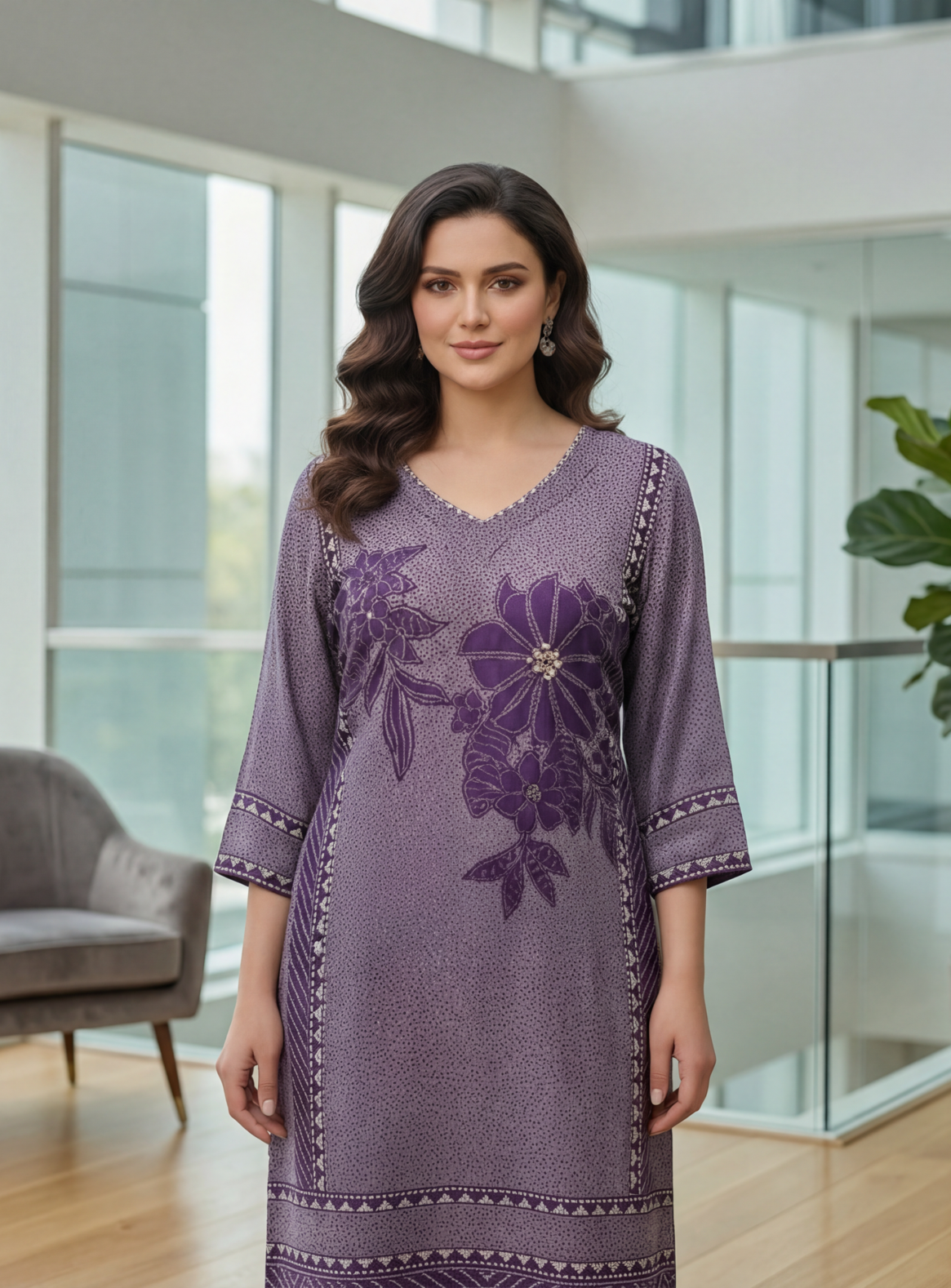 Rani & Purple Petal Elegance Kurta Set