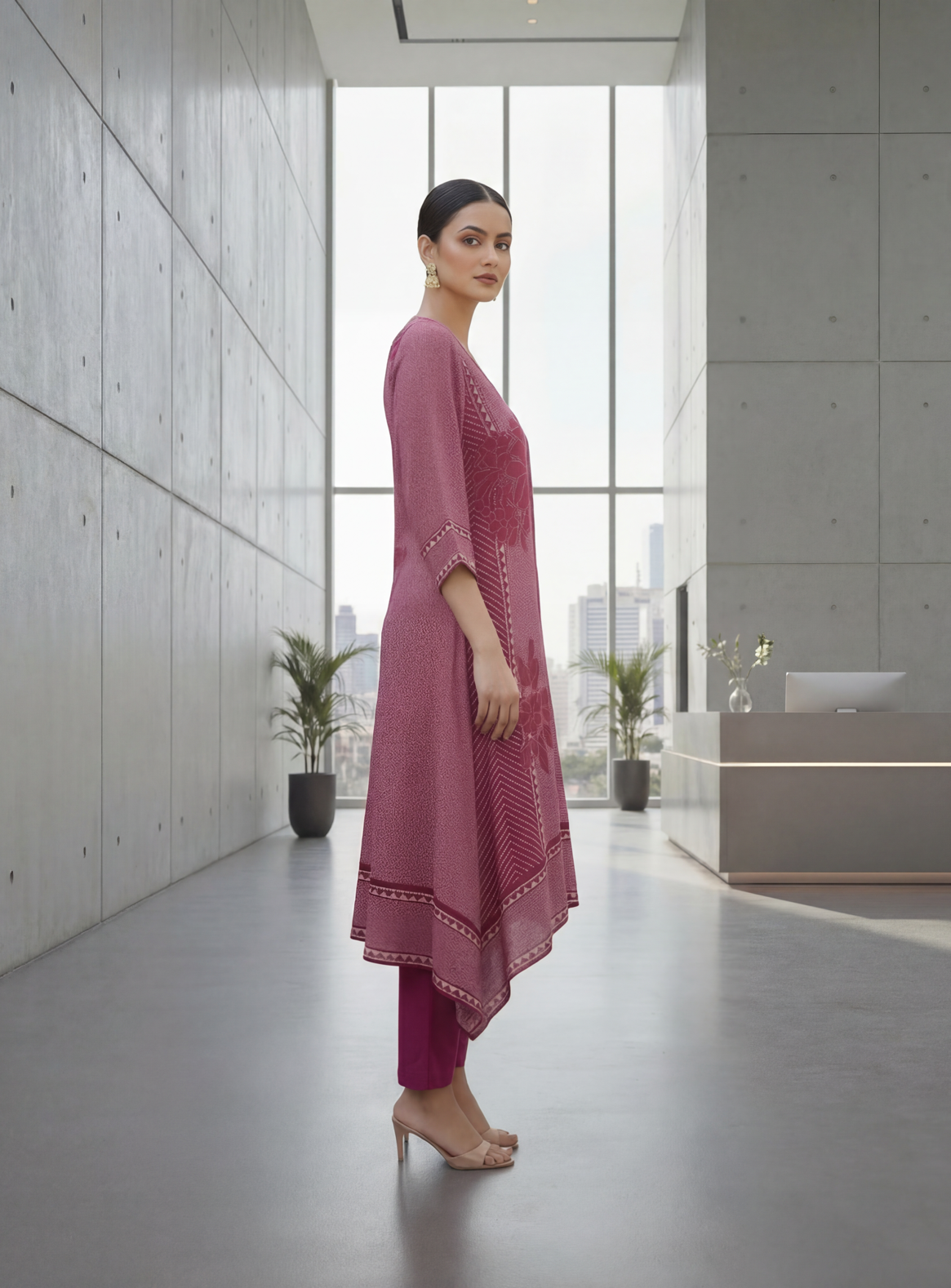 Rani & Purple Petal Elegance Kurta Set