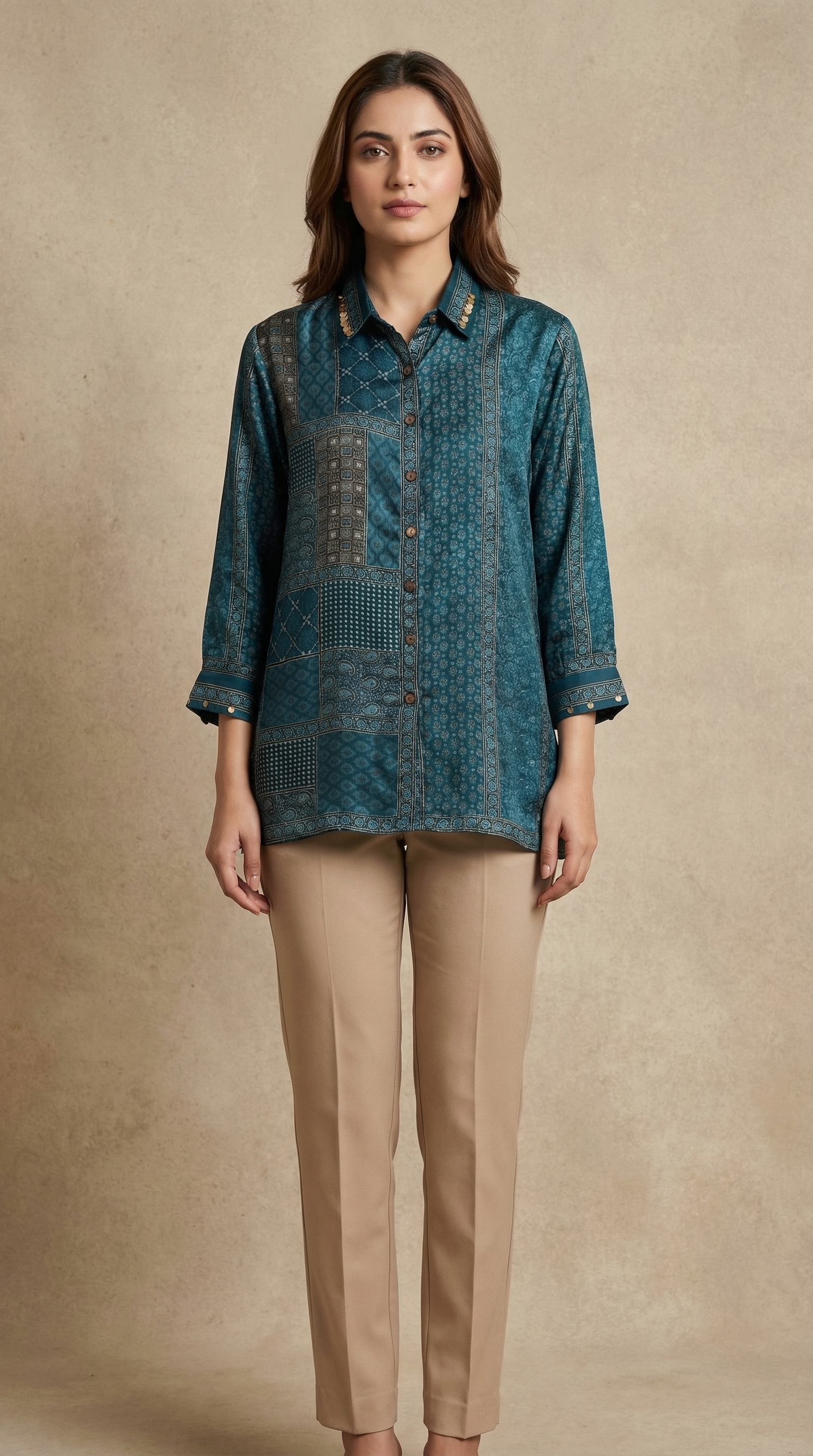 Sapphire & Cocoa Classic Print Kurta