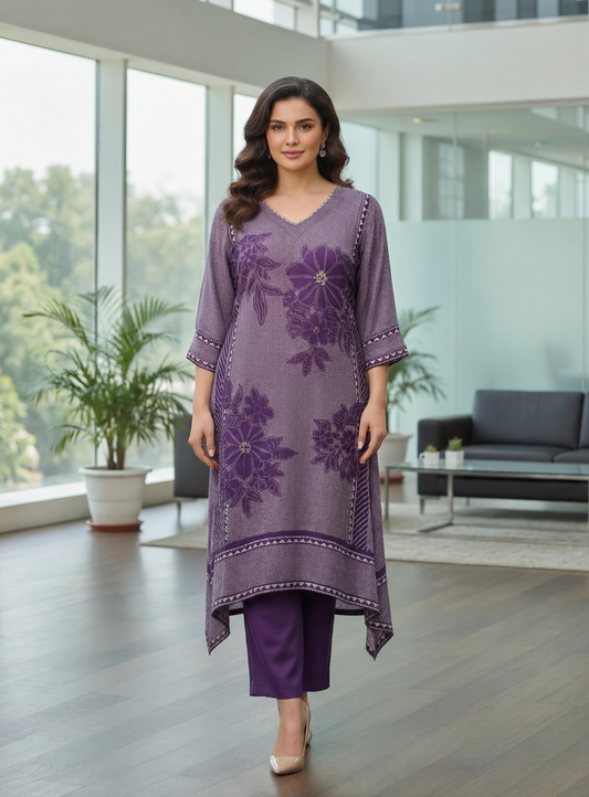 Rani & Purple Petal Elegance Kurta Set