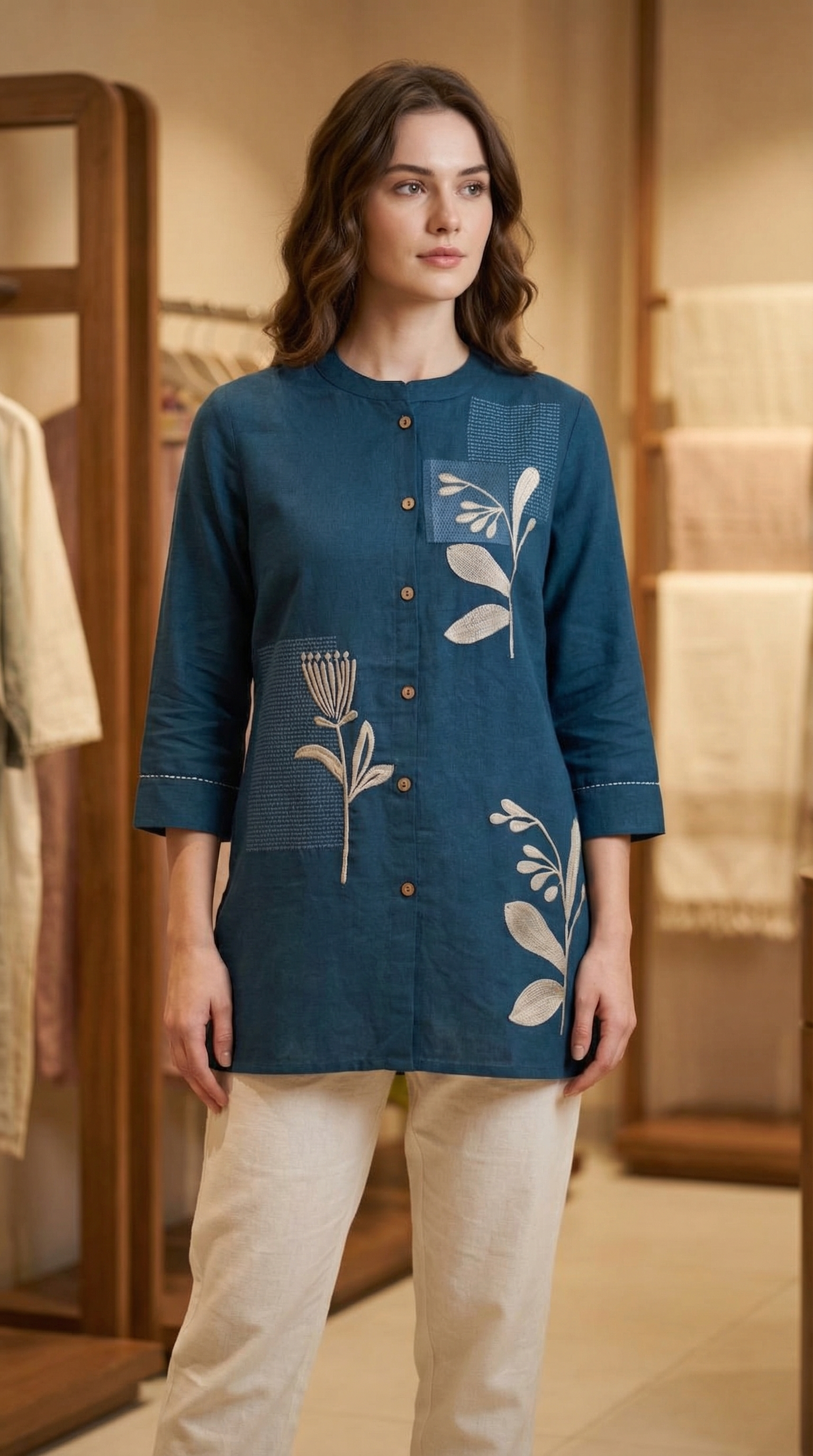 Rust Teal Urban Flora Top
