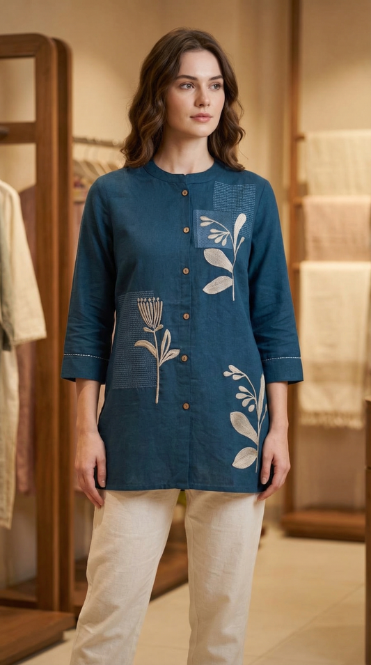 Rust Teal Urban Flora Top