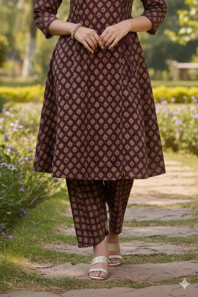 Elegant Angrakha set  Olive Green & Maroon Hues